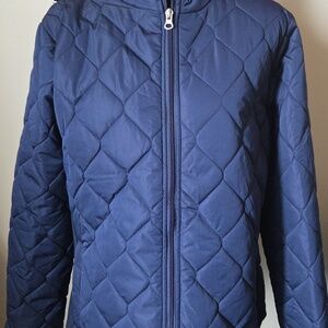 Kim Rogers Navy Quilted Zip-Front Puffer Jacket